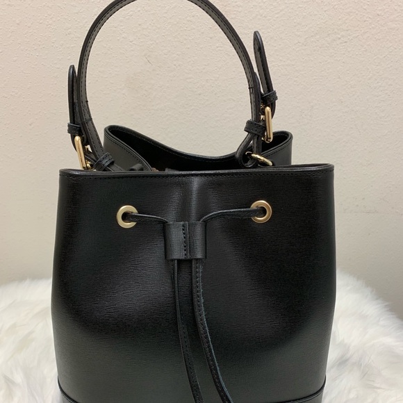 Saffiano Leather Drawstring Bucket bag. - Picture 3 of 4